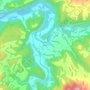 Dryfork topographic map, elevation, terrain