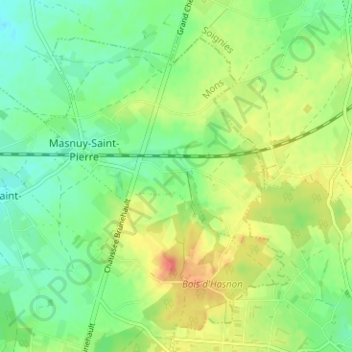 Pied en Veau topographic map, elevation, terrain