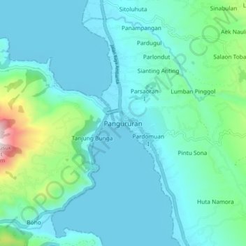 Pangururan topographic map, elevation, terrain