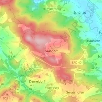 Grasdorf topographic map, elevation, terrain