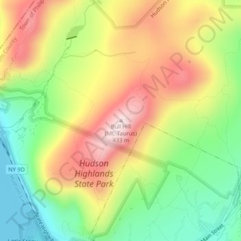 Bull Hill (Mt. Taurus) topographic map, elevation, terrain