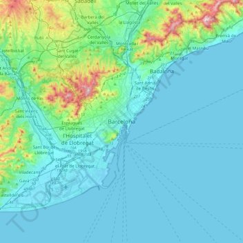 Барселона topographic map, elevation, terrain