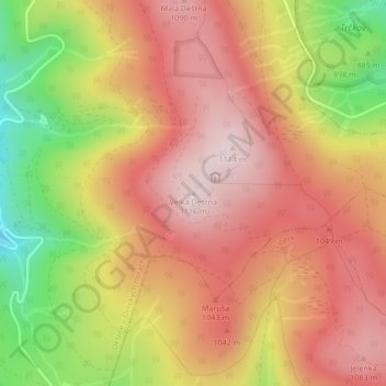 Velká Deštná topographic map, elevation, terrain