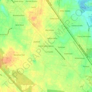 BAttlefield Meadows topographic map, elevation, terrain