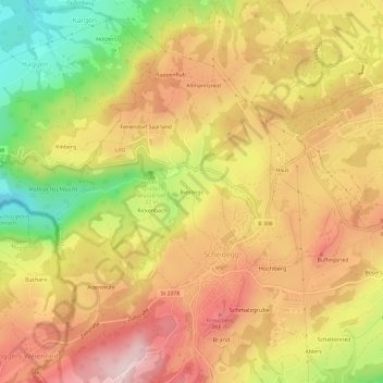 Bieslings topographic map, elevation, terrain