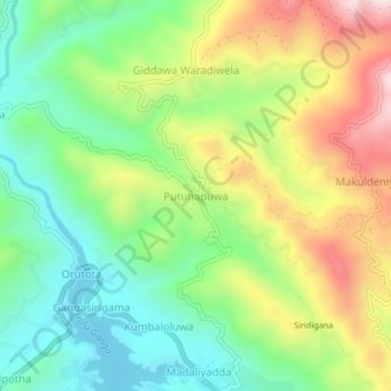 Putuhapuwa topographic map, elevation, terrain