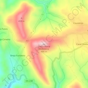 Santa Maria Madalena topographic map, elevation, terrain