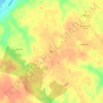 Hurry topographic map, elevation, terrain