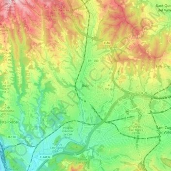 Rubí topographic map, elevation, terrain