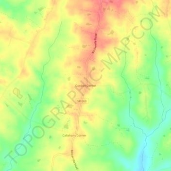 Gordon Corner topographic map, elevation, terrain