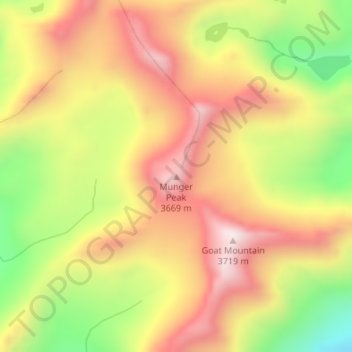 Munger Peak topographic map, elevation, terrain