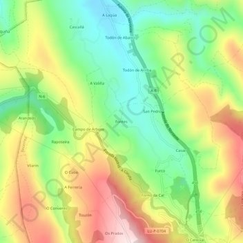 Fontes topographic map, elevation, terrain