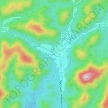 Maredumilli topographic map, elevation, terrain