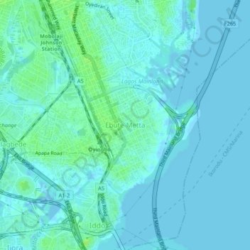 Ebute-Metta topographic map, elevation, terrain
