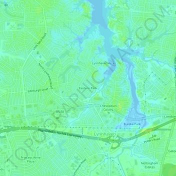 Eastern Park topographic map, elevation, terrain
