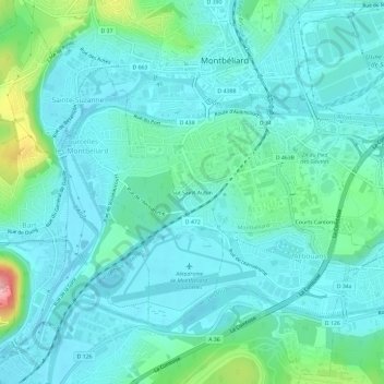 Sur Saint-Aubin topographic map, elevation, terrain