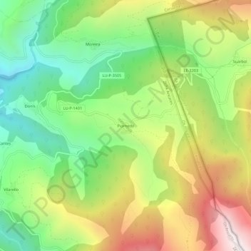 Piornedo topographic map, elevation, terrain