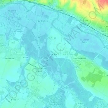 Le Gua topographic map, elevation, terrain