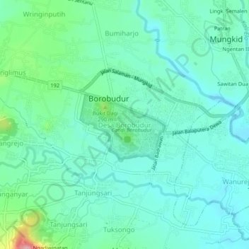 Desa Borobudur topographic map, elevation, terrain