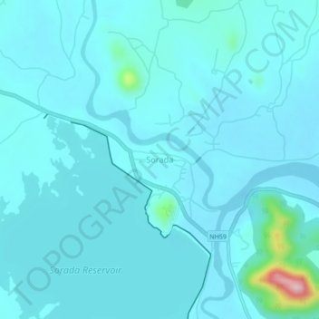 Sorada topographic map, elevation, terrain