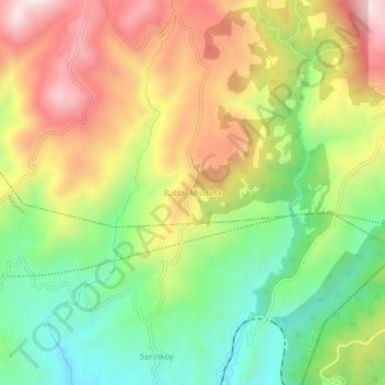 Battalmustafa topographic map, elevation, terrain