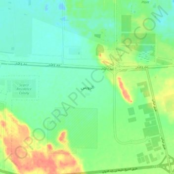 Al Ruwais topographic map, elevation, terrain