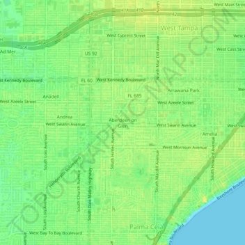 Aberdeen on Glen topographic map, elevation, terrain