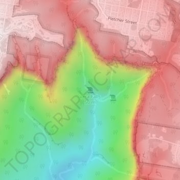 Vera Falls topographic map, elevation, terrain