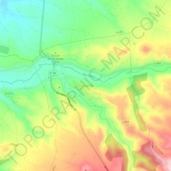 Ciutadilla topographic map, elevation, terrain