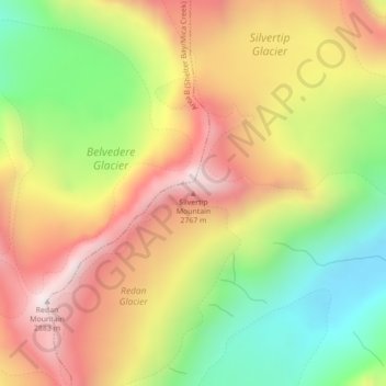 Silvertip Mountain topographic map, elevation, terrain