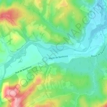 Berneix topographic map, elevation, terrain