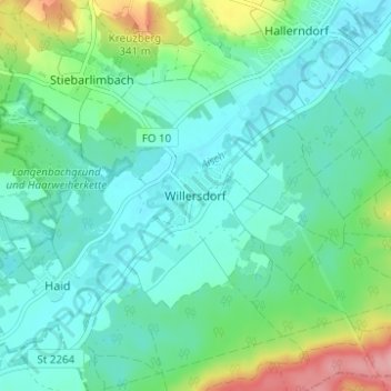 Willersdorf topographic map, elevation, terrain