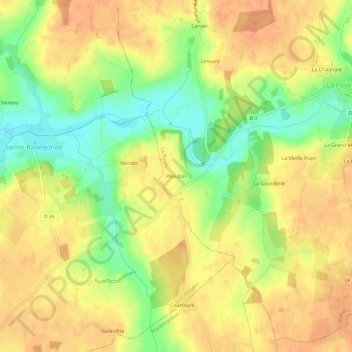 Piloubin topographic map, elevation, terrain