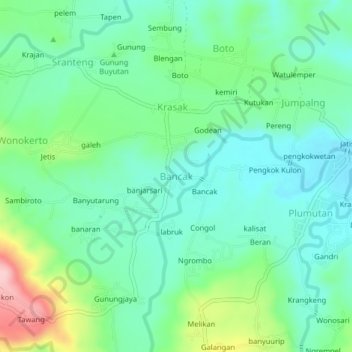 Bancak topographic map, elevation, terrain