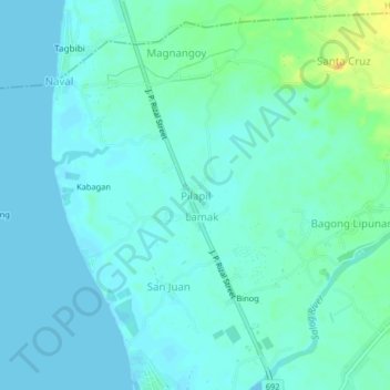 Pilapil topographic map, elevation, terrain
