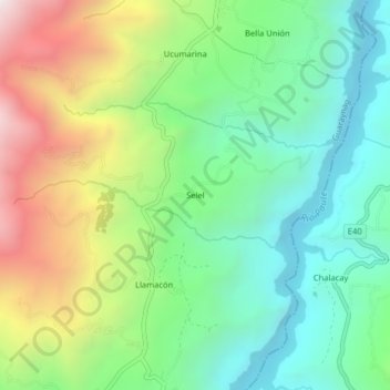 Selel topographic map, elevation, terrain