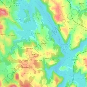 Espinet topographic map, elevation, terrain