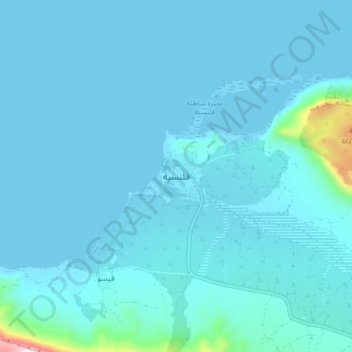 Qalansiyah topographic map, elevation, terrain