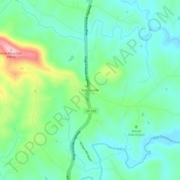 Sydnorsville topographic map, elevation, terrain