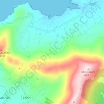 Knockeen topographic map, elevation, terrain