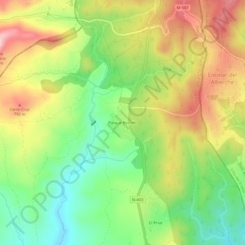 Parque Romillo topographic map, elevation, terrain