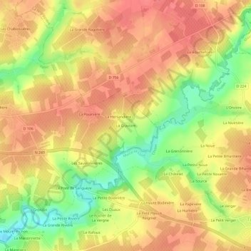 La Gravoire topographic map, elevation, terrain