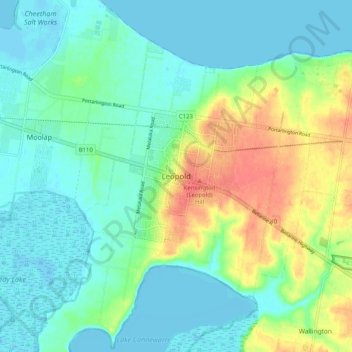Leopold topographic map, elevation, terrain