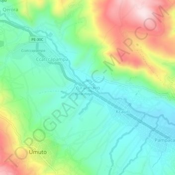 Yuracmayo topographic map, elevation, terrain
