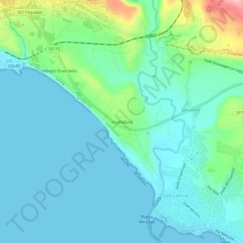 Maddalusa topographic map, elevation, terrain