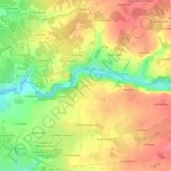 Le Tail topographic map, elevation, terrain