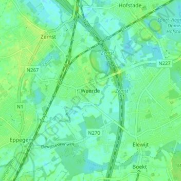 Weerde topographic map, elevation, terrain