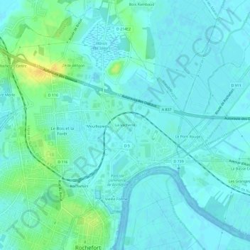 La Vacherie topographic map, elevation, terrain