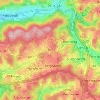 Dorn topographic map, elevation, terrain