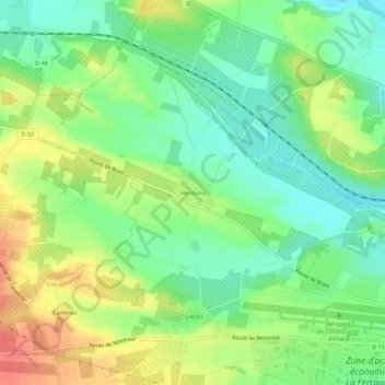Herminis topographic map, elevation, terrain